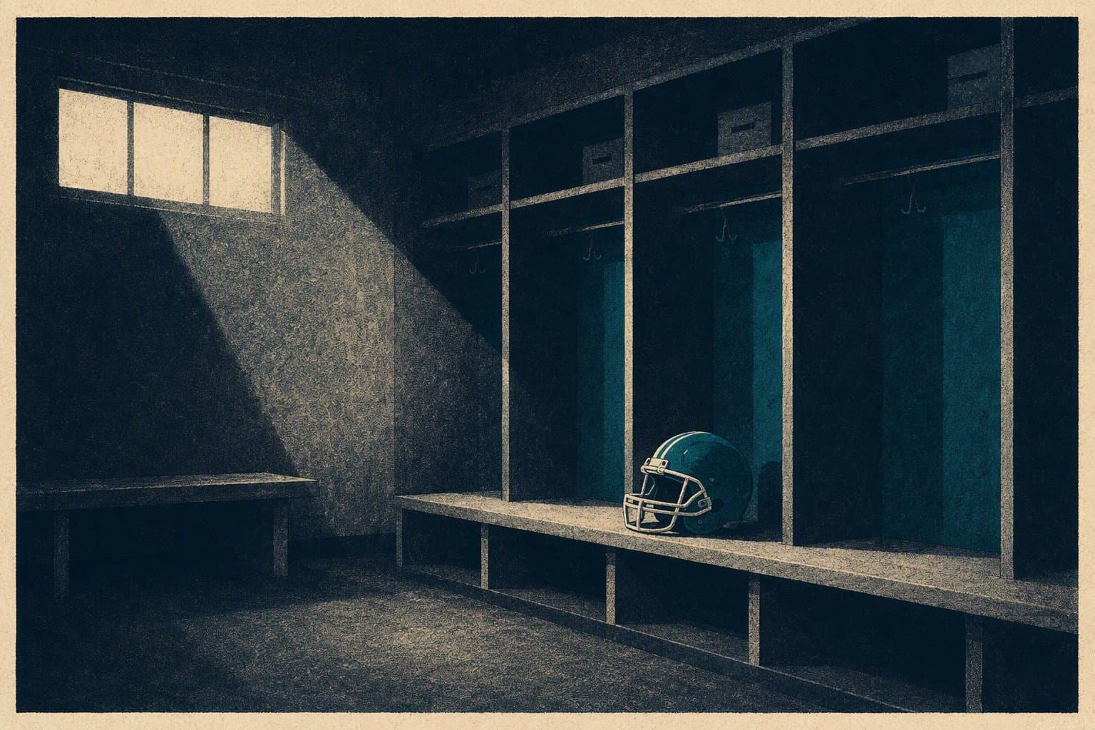 quiet locker room - illustration, Jake Team LLC
