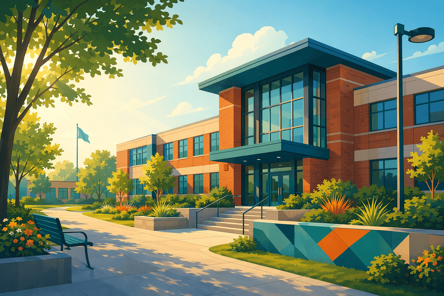 school campus construction - illustration, Jake Team LLC