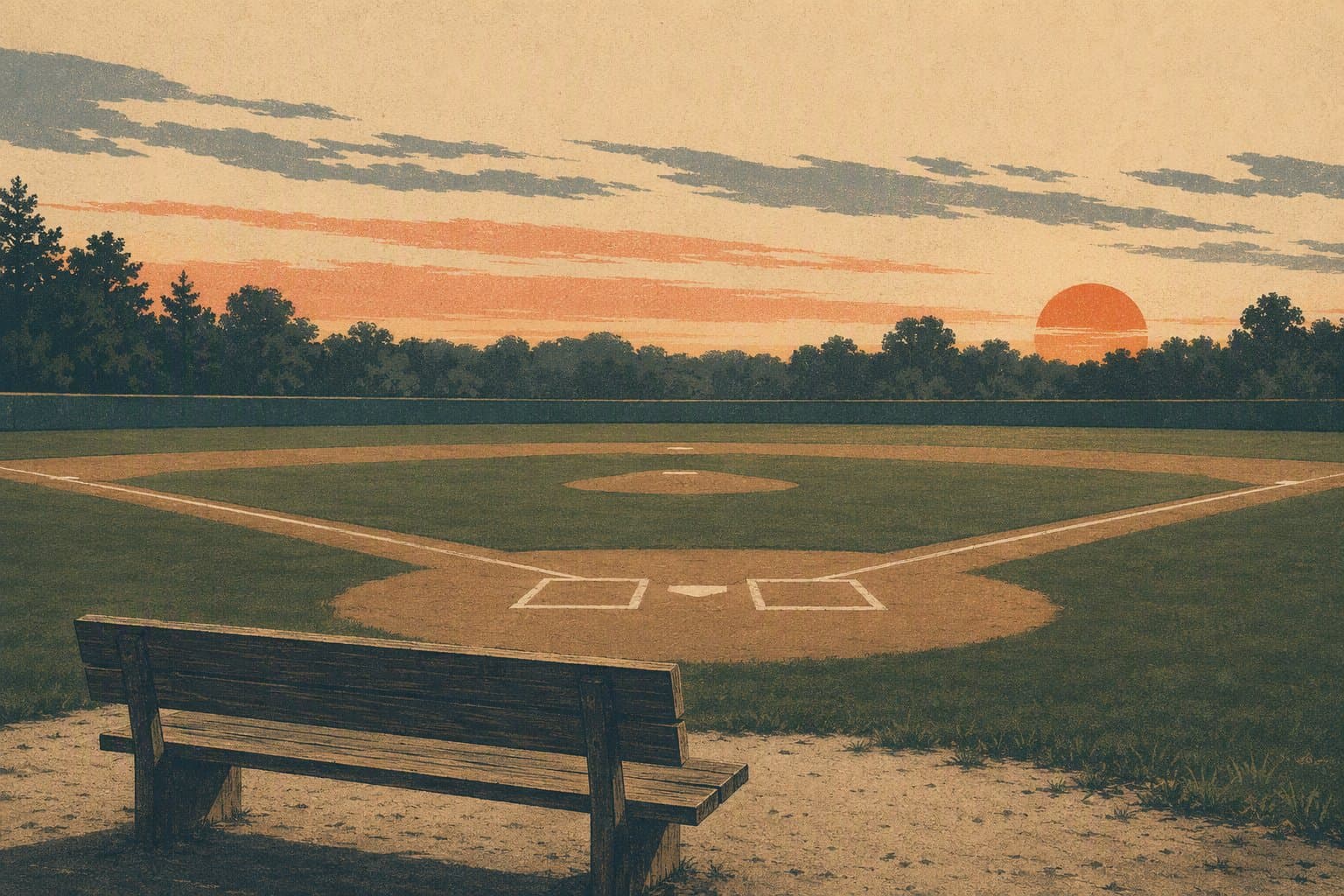 Empty stadium at dusk - illustration, Jake Team LLC