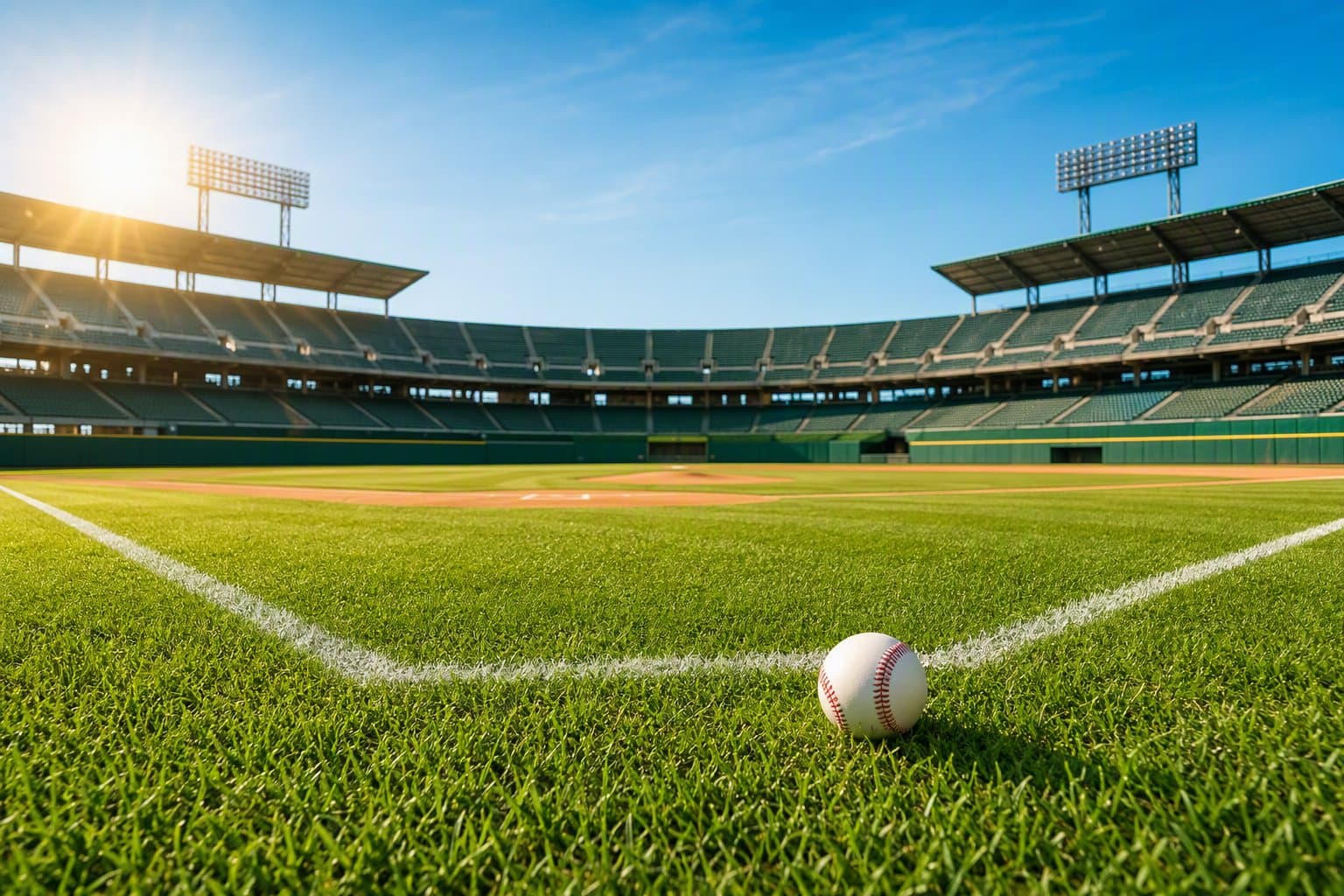 Sunlit Baseball Stadium - illustration, Jake Team LLC