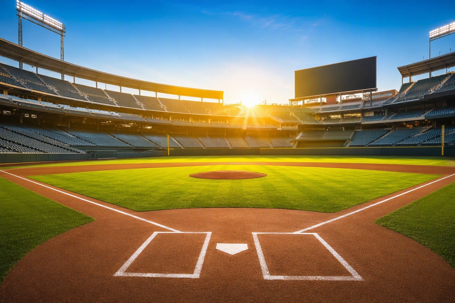 Sunlit Baseball Stadium - illustration, Jake Team LLC