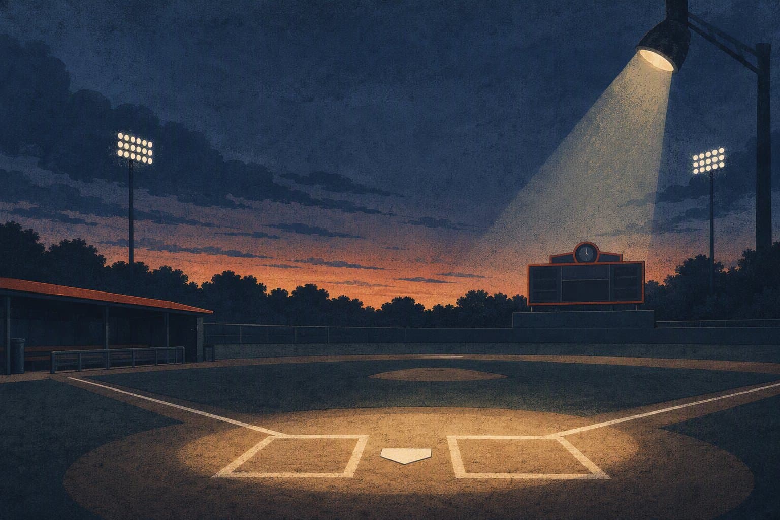 baseball stadium twilight - illustration, Jake Team LLC