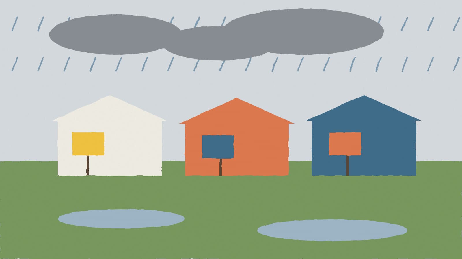 Art festival tents in rain - illustration, Jake Team LLC