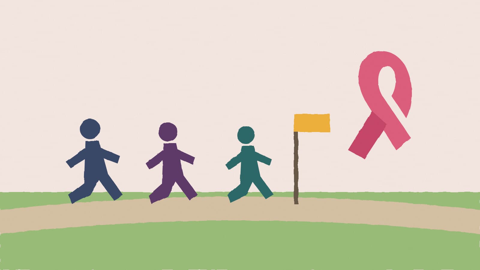 Runners and pink ribbon - illustration, Jake Team LLC