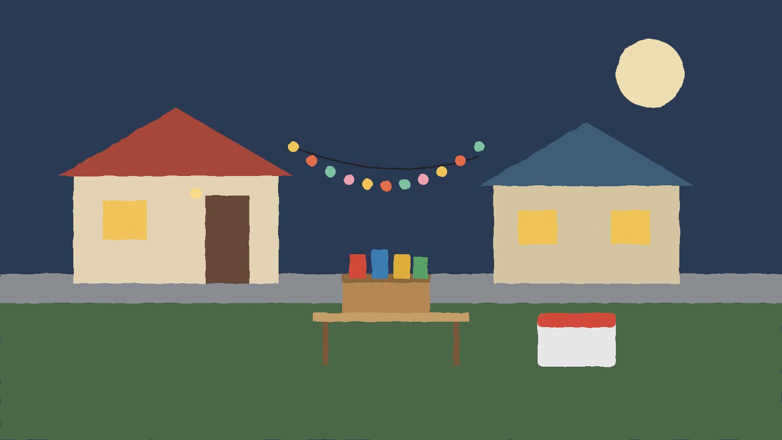 Evening neighborhood block party - illustration, Jake Team LLC