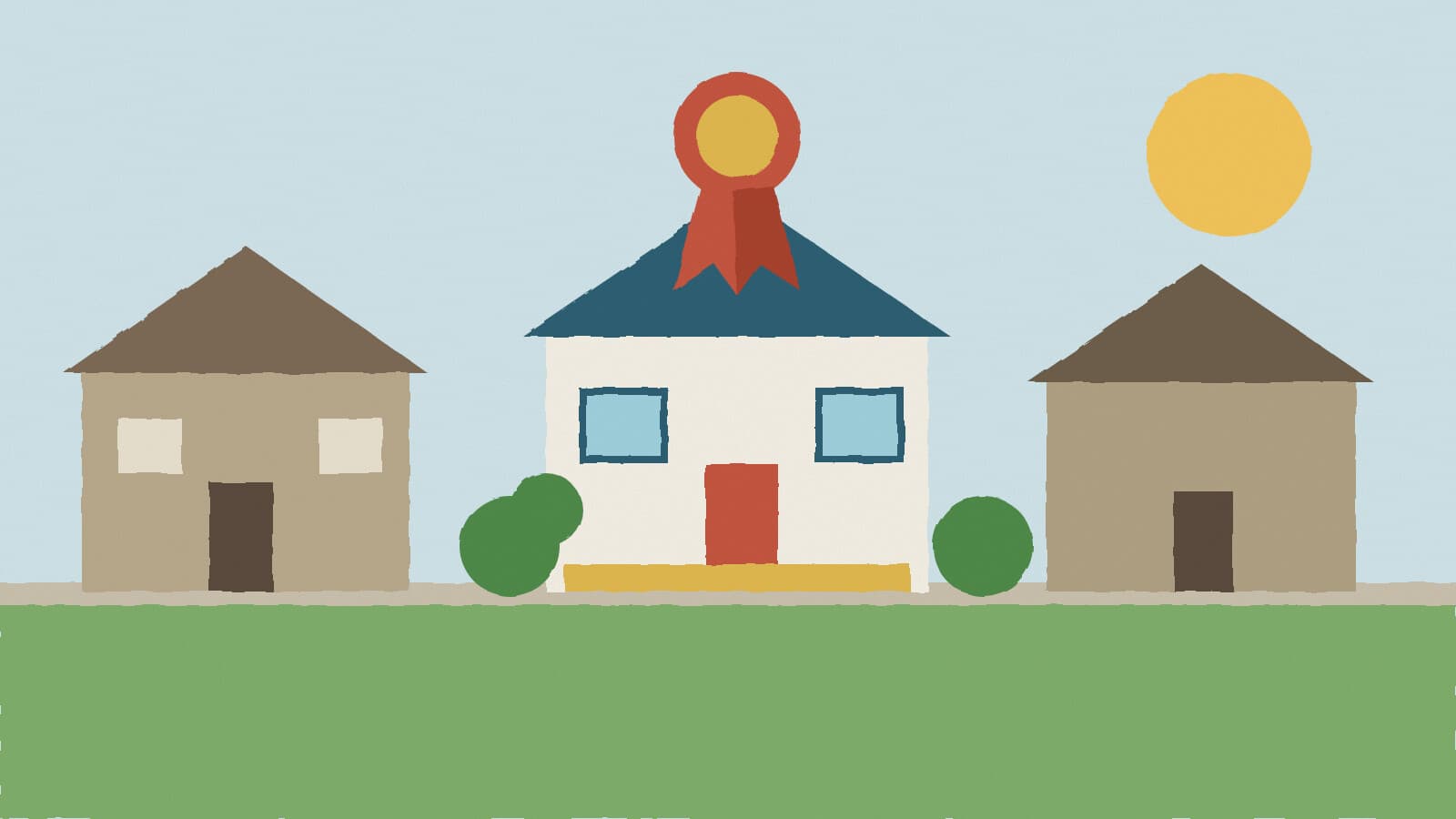 Renovated homes on a street - illustration, Jake Team LLC