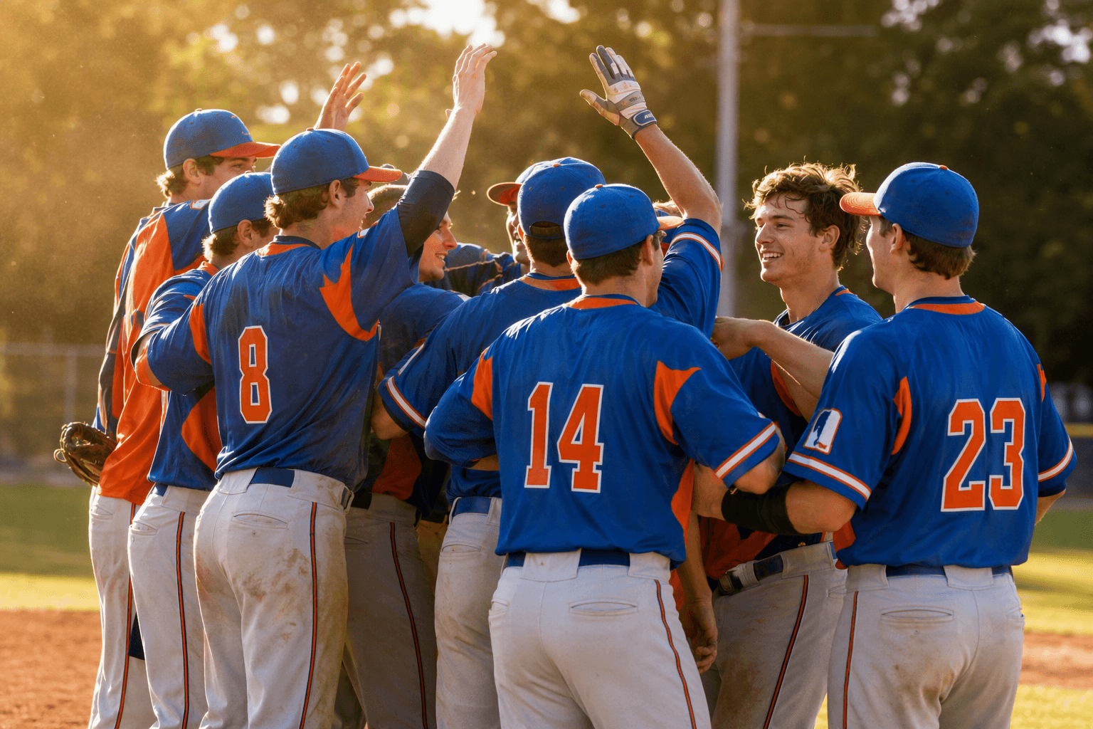baseball victory celebration - illustration, Jake Team LLC